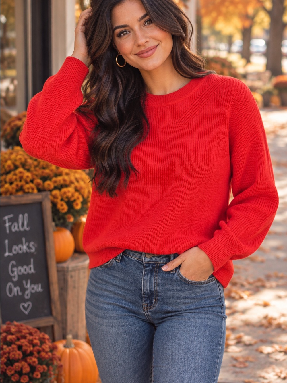 Banana Republic Women’s Ribbed Sweater Red Medium Crewneck Pullover Knit